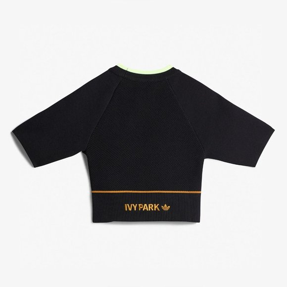 Adidas Women's Ivy Park Black Mesa Knit Crop Top Size xs GV4832 - Picture 4 of 4